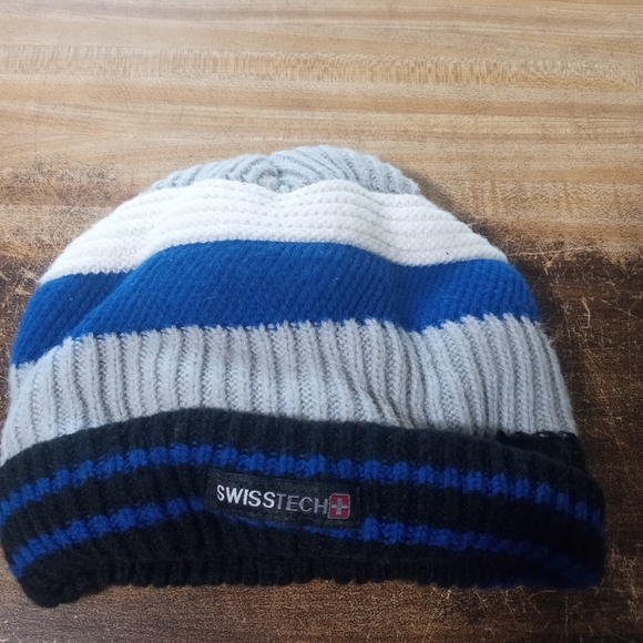 Swiss Tech Kids Beanie - Blue, Gray, Black - Picture 1 of 4